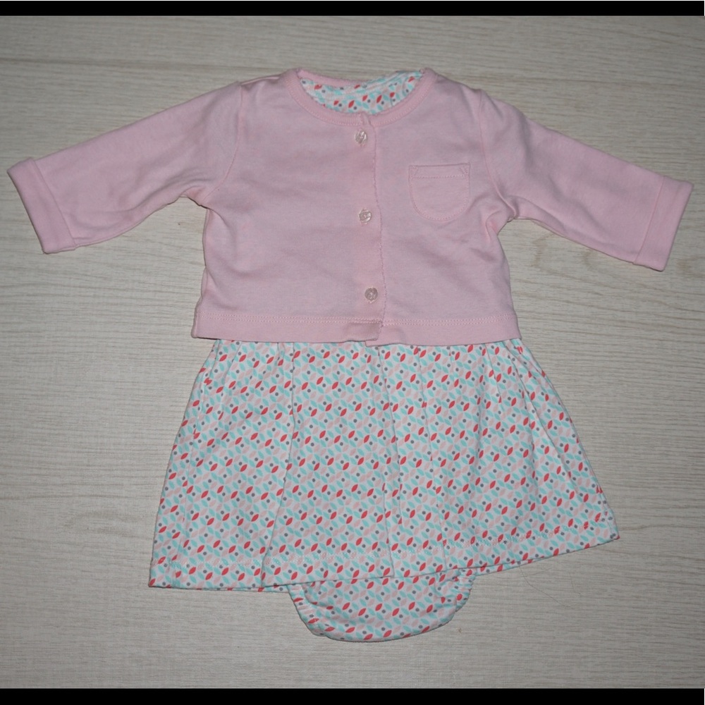 Carter's 2 Pc Dress Set Salmon/Aqua Color 9 Months